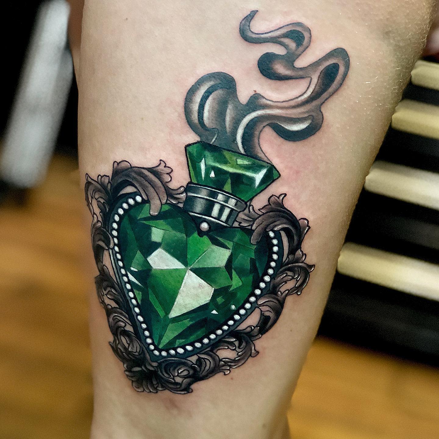 Emerald Heart  Tattoos for women Green tattoos Lace tattoo