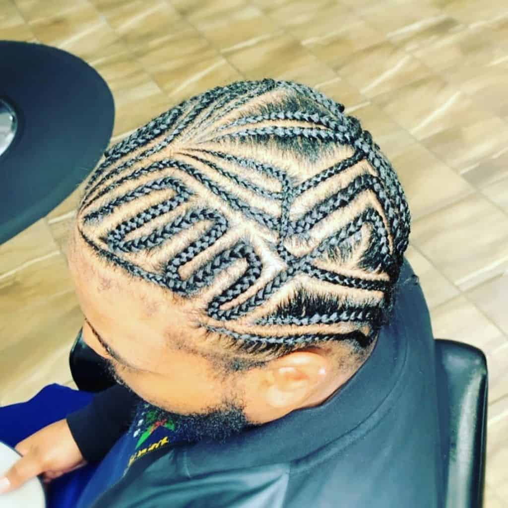 Face Framing Cornrows Featuring Concentric Patterns