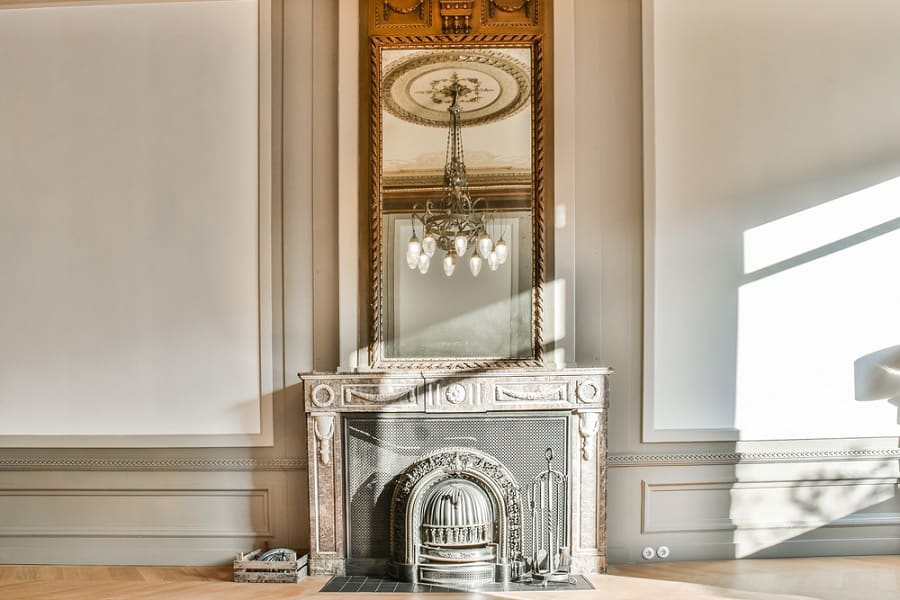 Fireplace with mirror