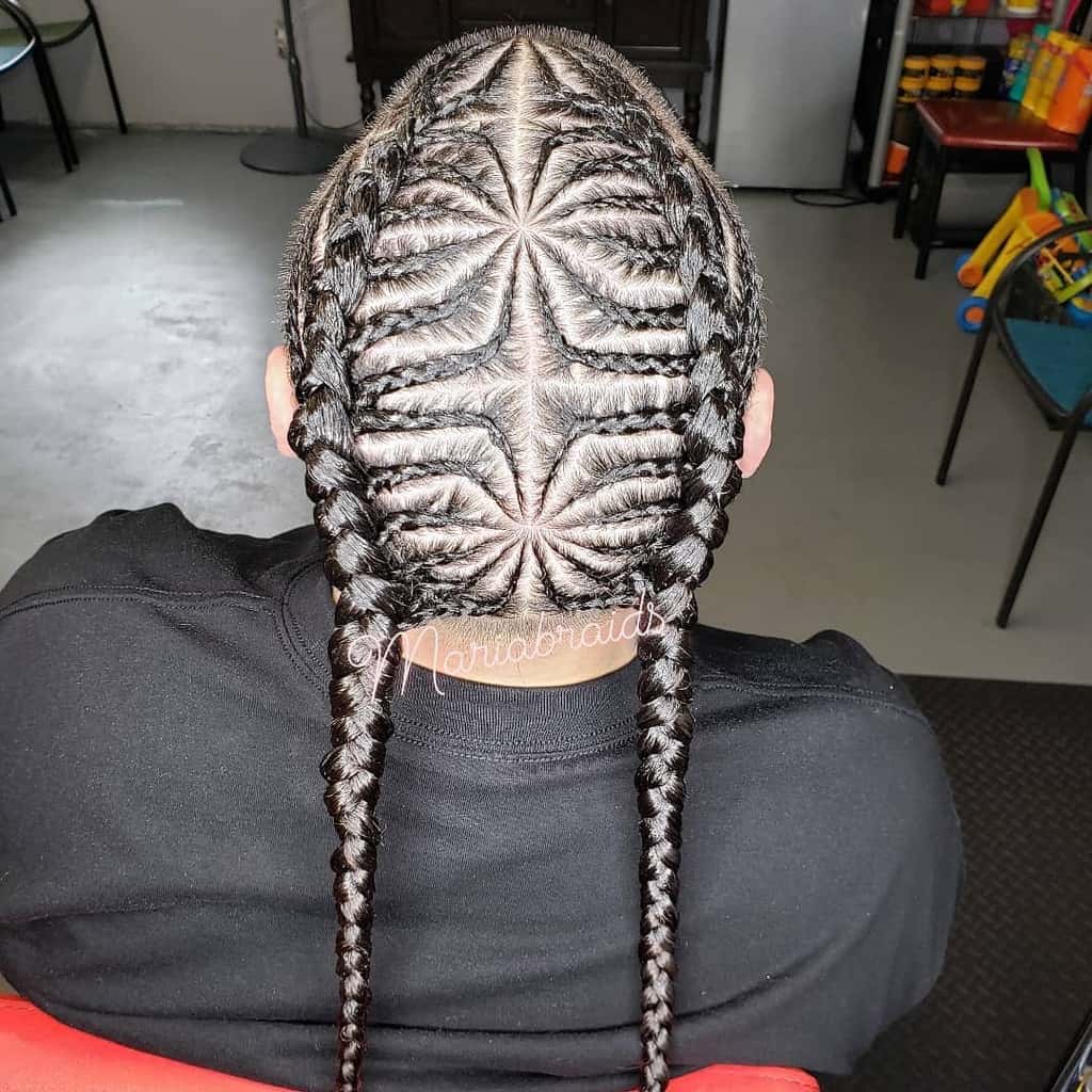 Fishbone Braids With A Middle Parting