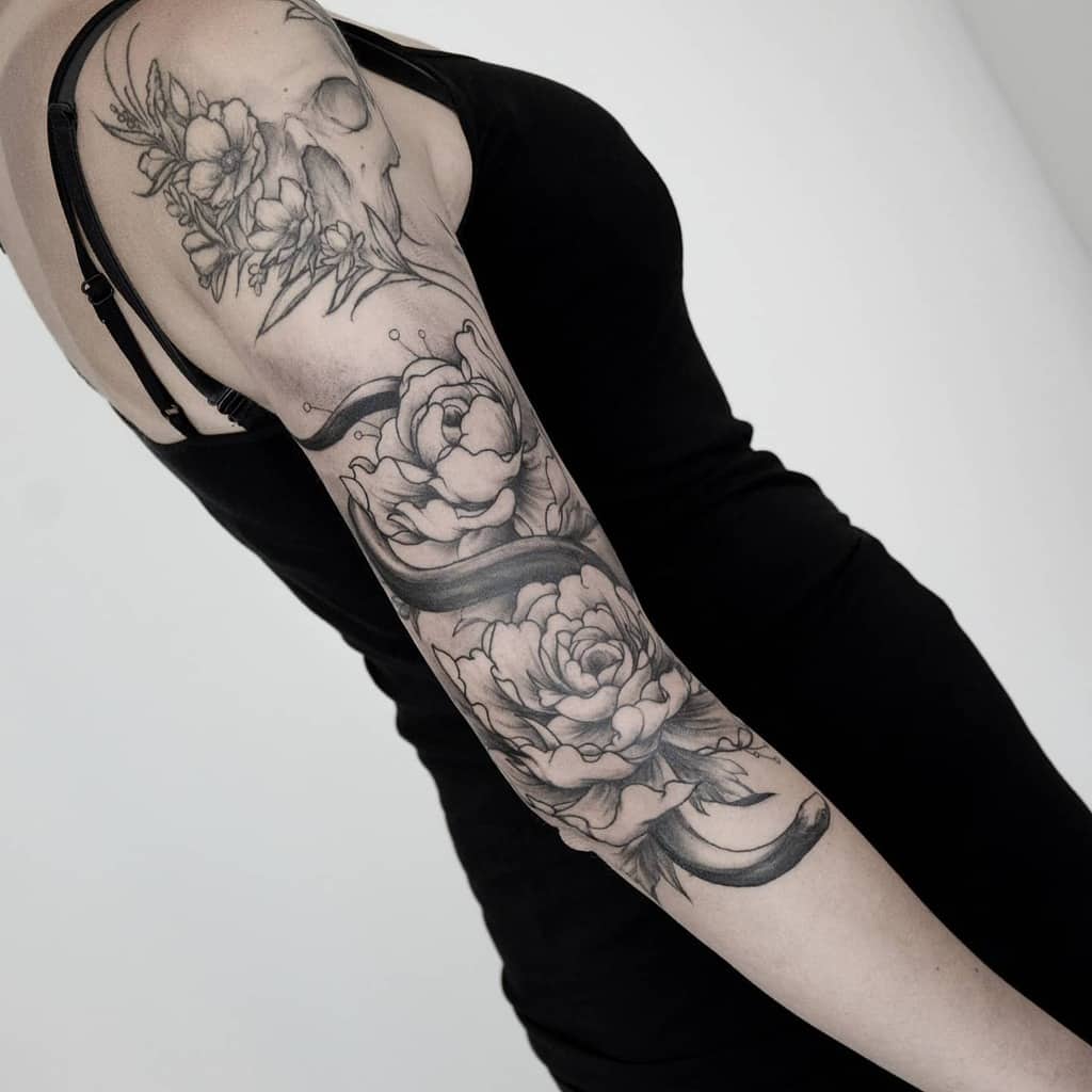 Floral Half Sleeve Tattoos For Women zeropointtattoo