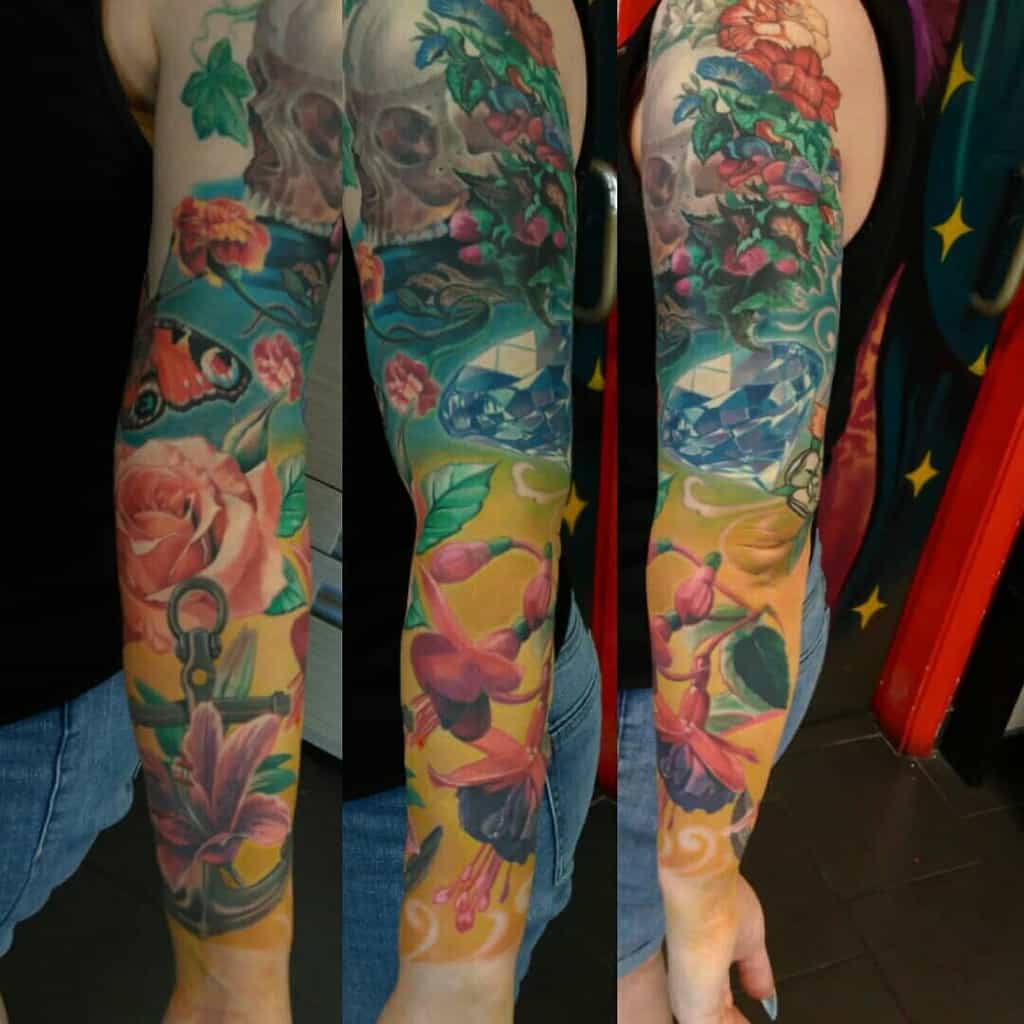 Floral Sleeve Tattoos for Women pinyutattooart
