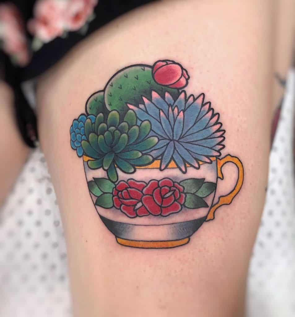 Floral Teacup Tattoo Ash.tasker