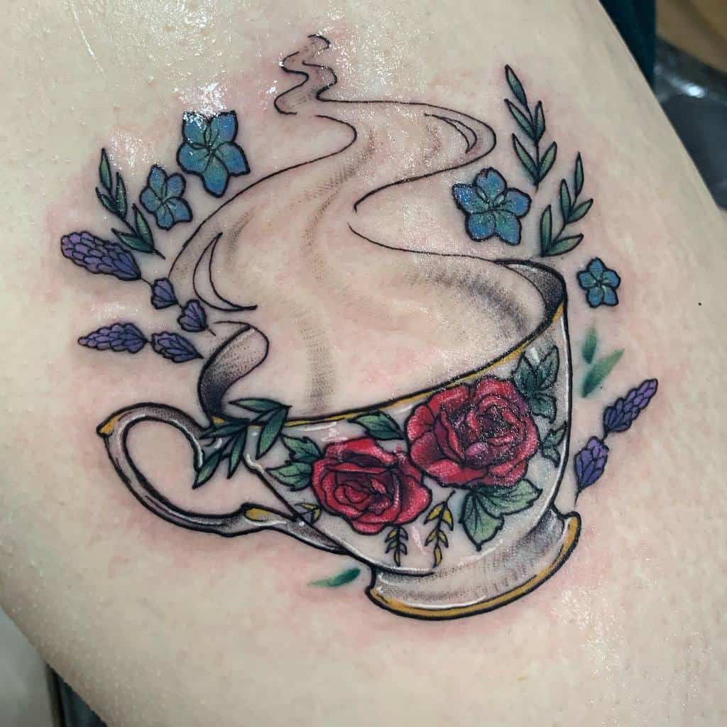 Floral Teacup Tattoo Bethanygeorgiatattoo