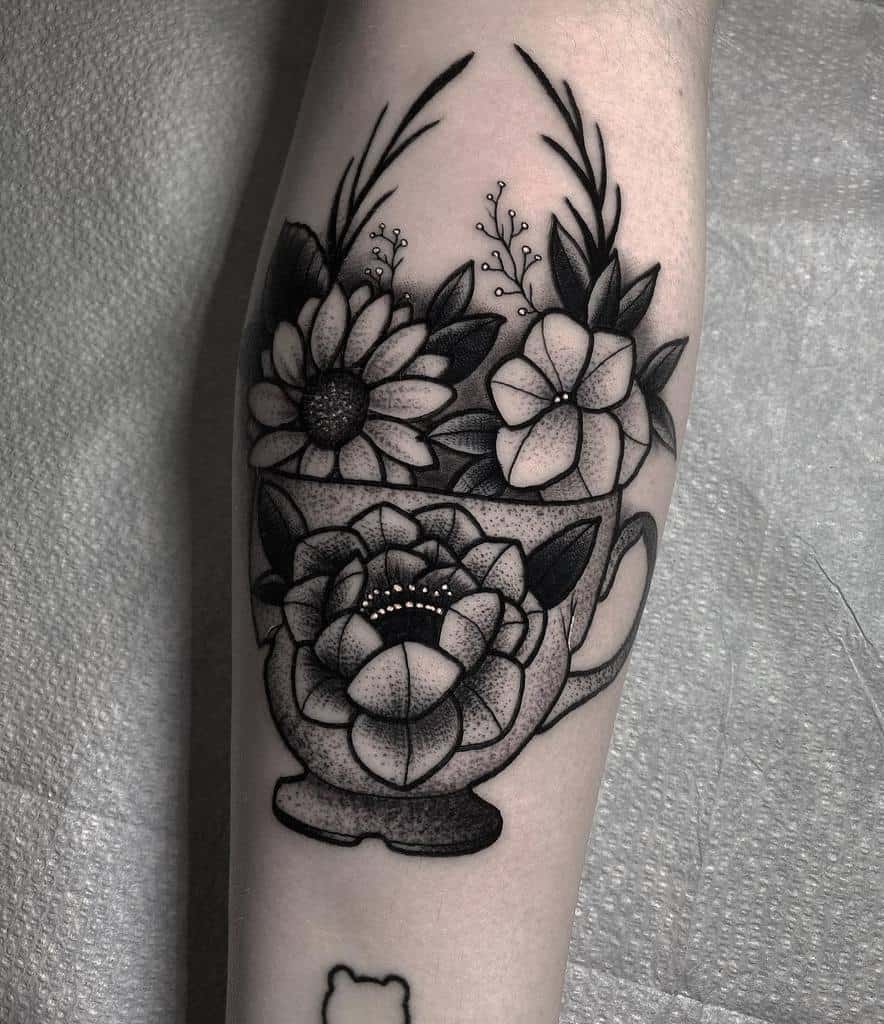 Floral Teacup Tattoo Keithb.tattoos