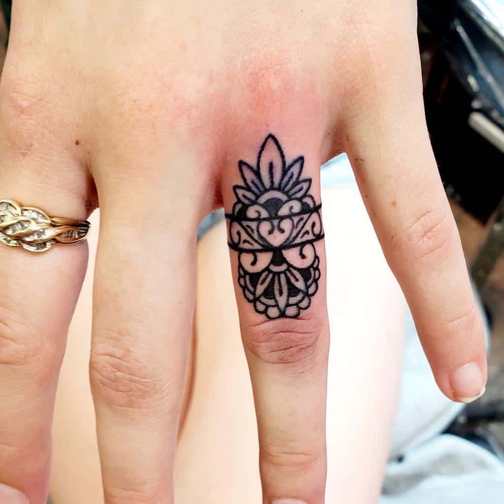 Floral And Patterned Ring Tattoo Austinkrausstattoo