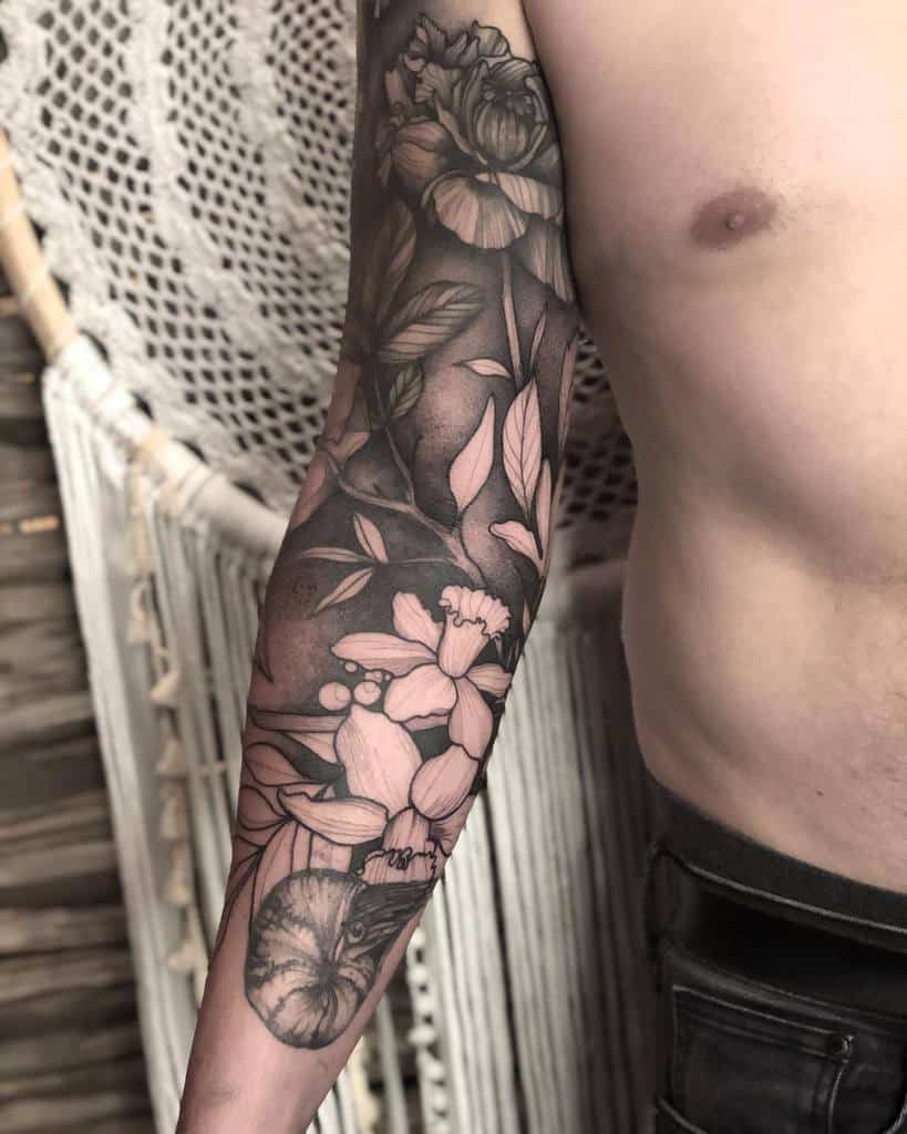 Flower Tattoo Sleeve for Men junotattoos