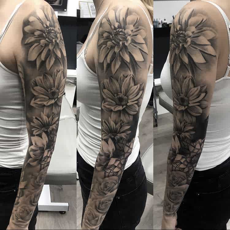 Flower Tattoo Sleeve for Women hautundliebetattoo