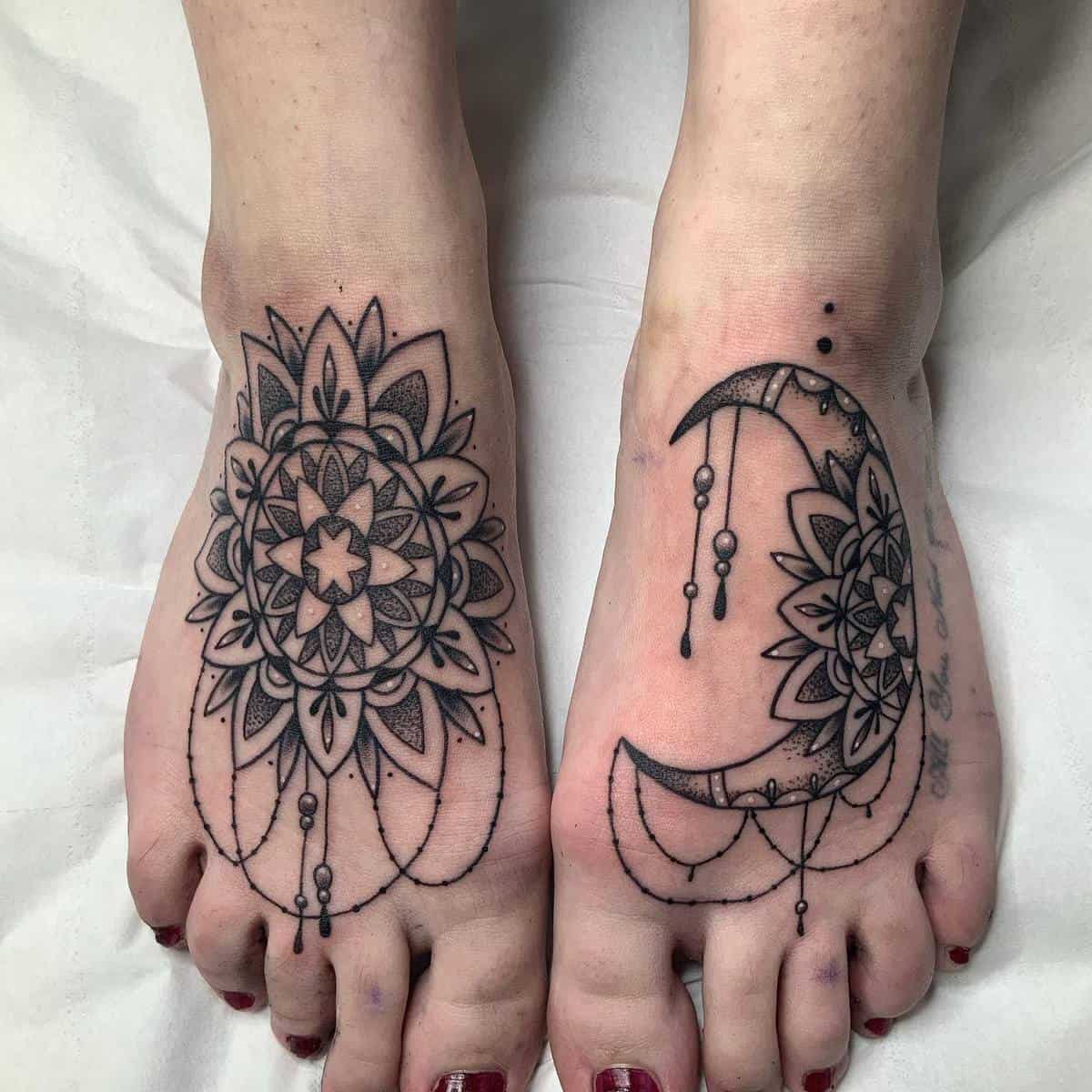 Foot Mandala Tattoos blacksailstattoostudio