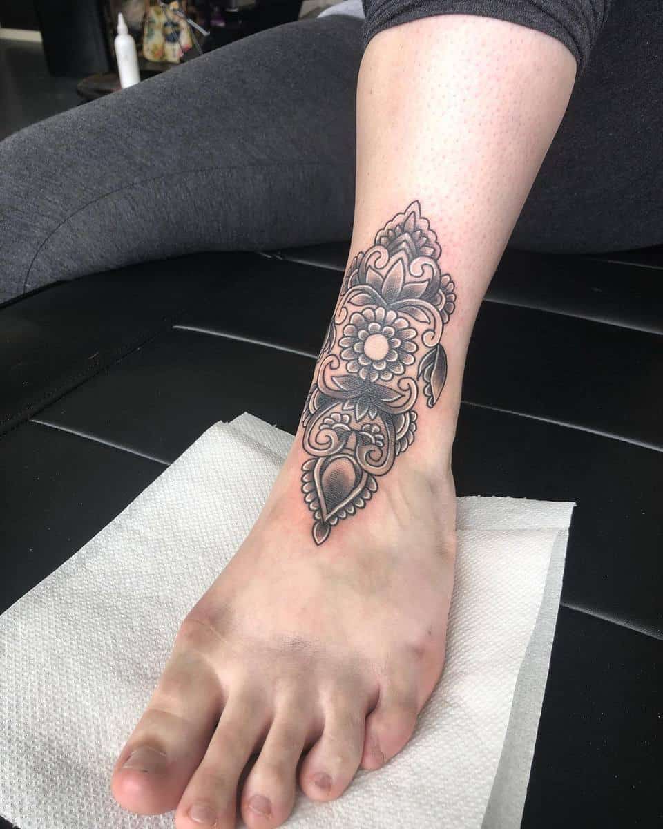 Foot Mandala Tattoos rebelrosetattooer