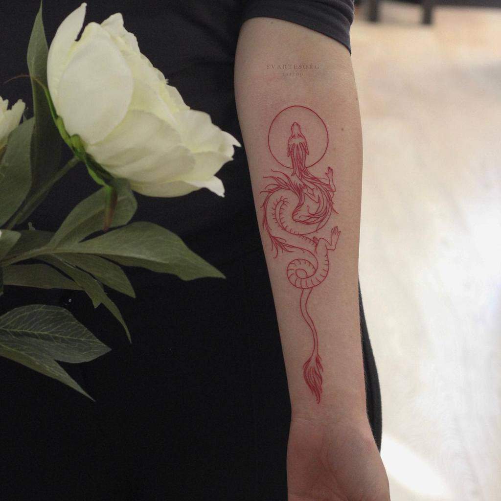 Forearm Dragon Tattoos for Women svartesorg