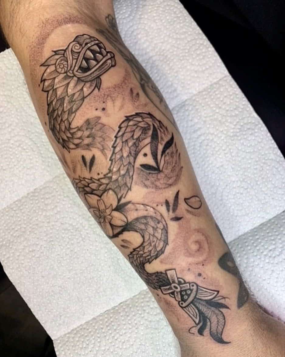 Tatuaje De Quetzalcóatl En El Antebrazo -lauraferoz_tattoo