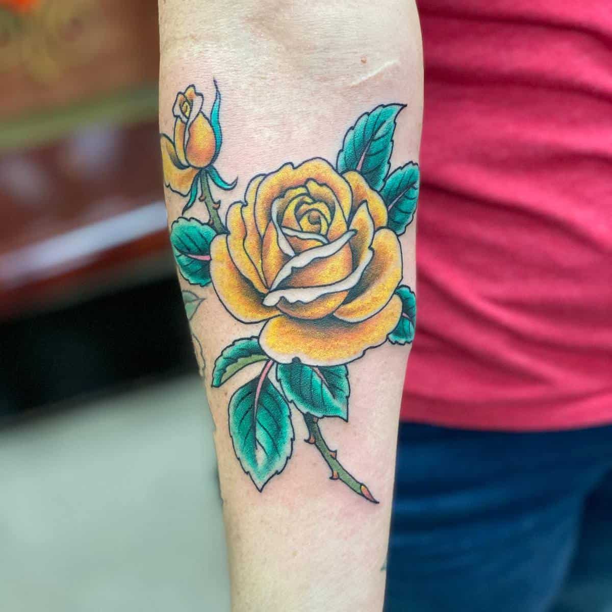 Forearm Yellow Rose Tattoo -lsampsonx3