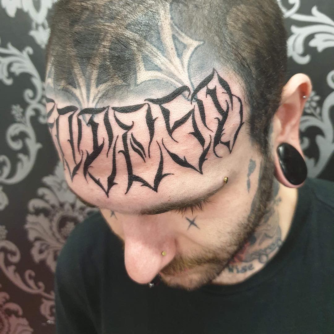 Black Forehead Tattoo -brandon_tattoos