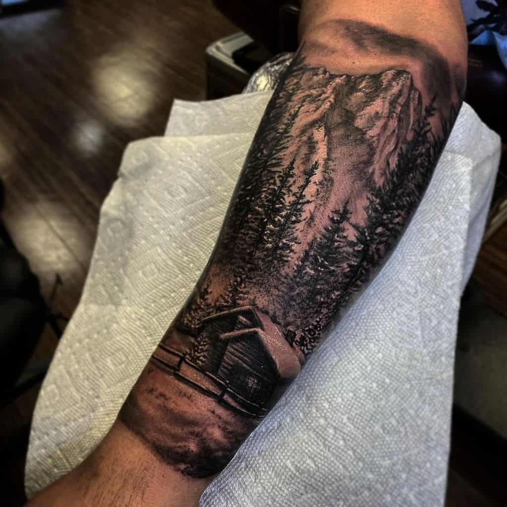 Forest Sleeve Tattoos mountain dustindelongofficial