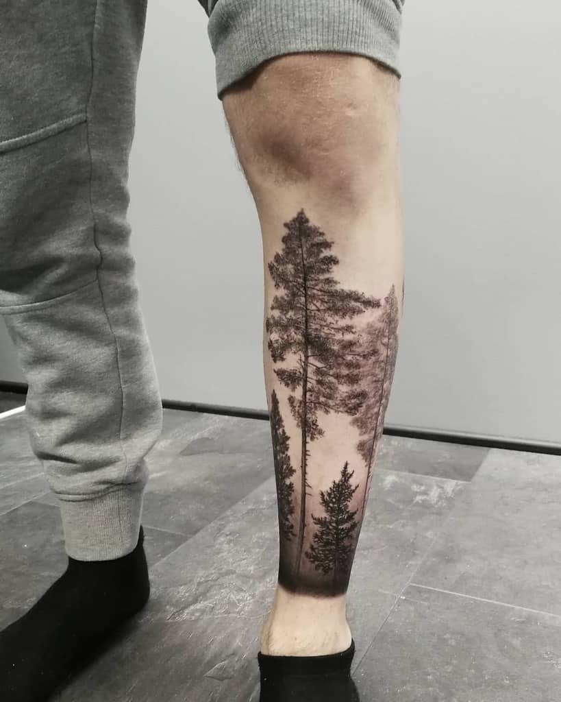 Forest Tree Silhouette Tattoo katbjorky