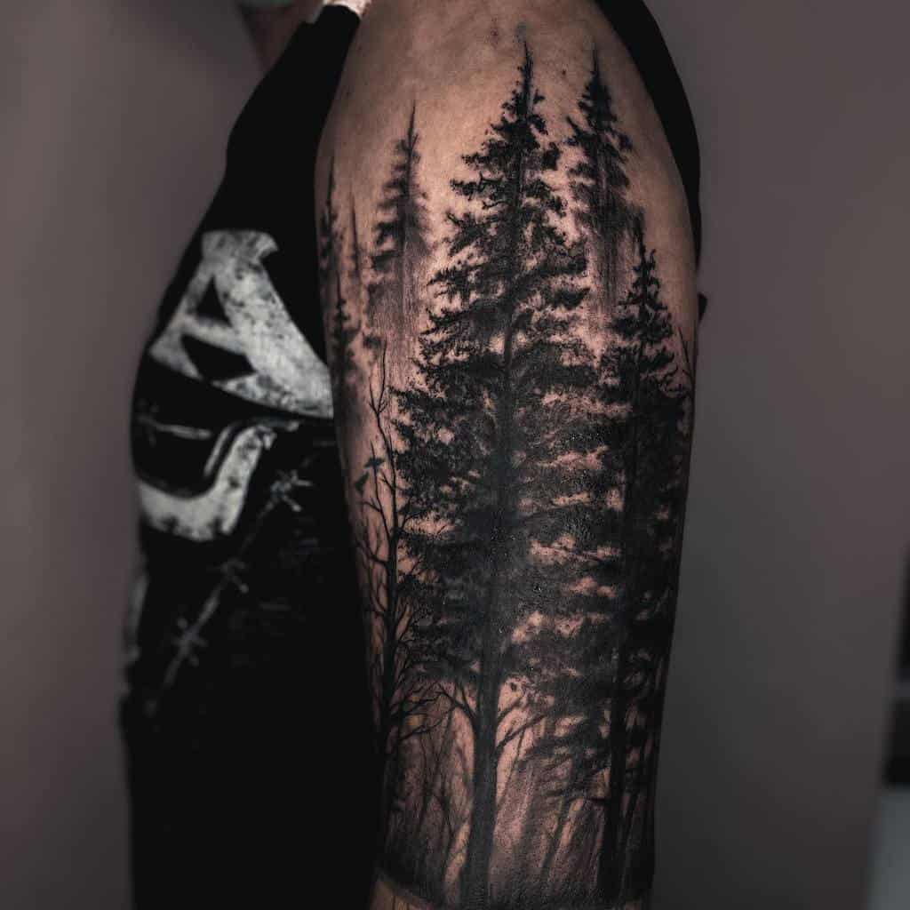 Forest Tree Silhouette Tattoo roch_saint