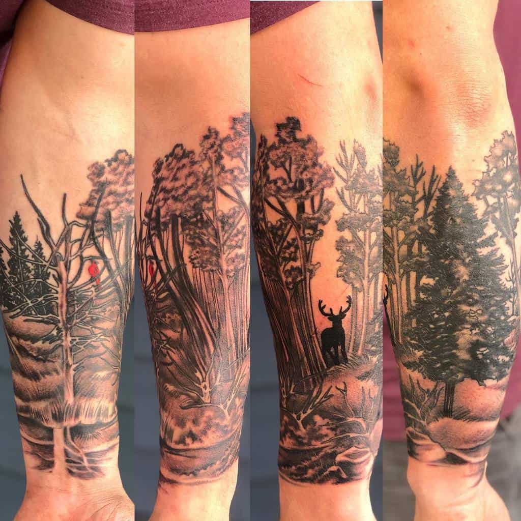 Forest Tree Silhouette Tattoo tylerbudimlija