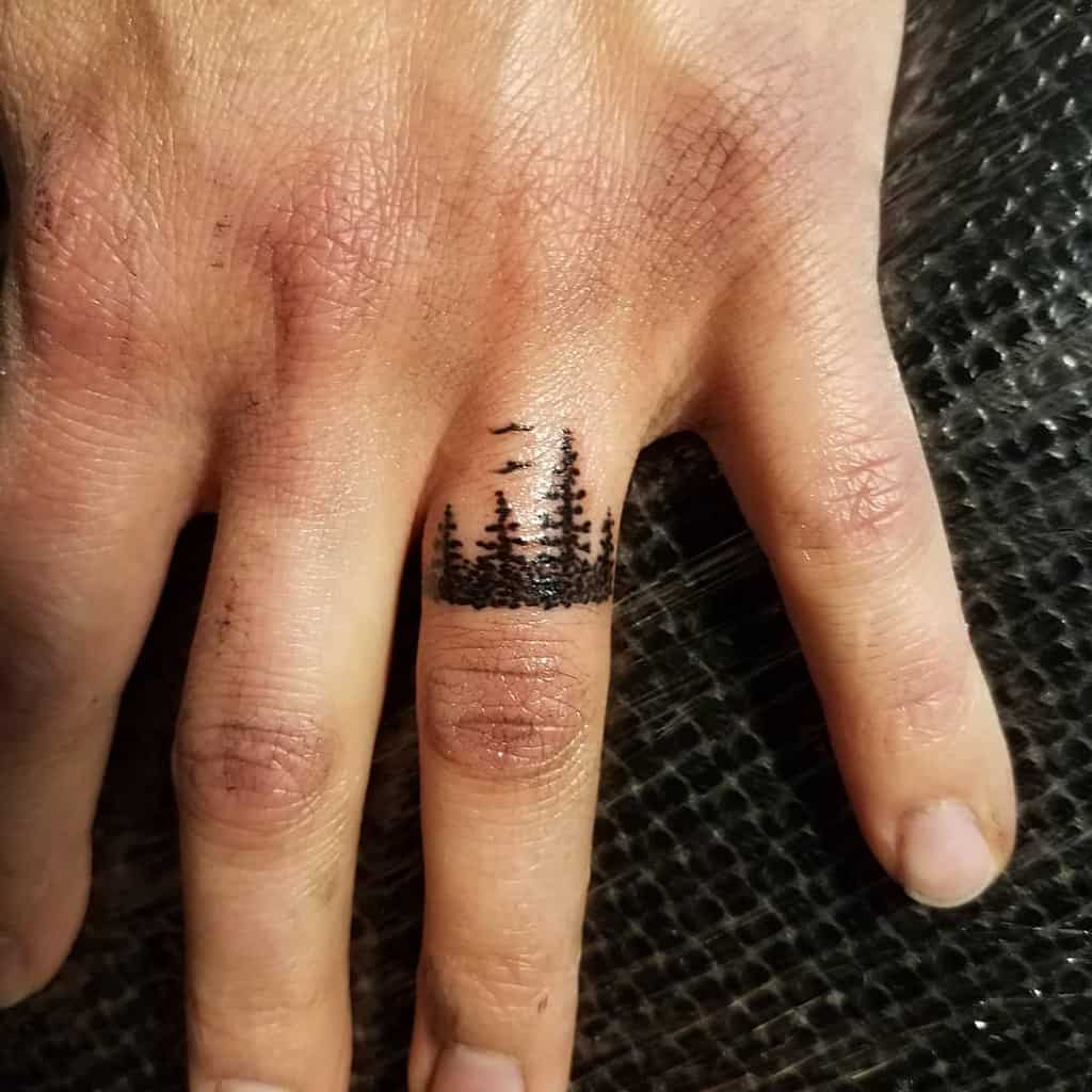 Forests And Mountains Ring Tattoo Aaronmunson21