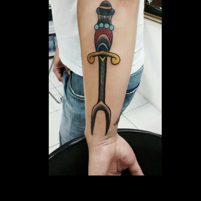 Traditional Fork Tattoo -chefvictornaddeo