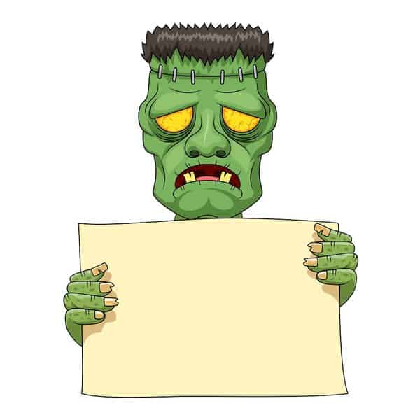 Frankenstein reading a self-help book