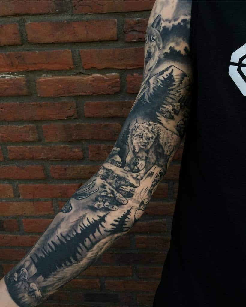 Full Sleeve Forest Sleeve Tattoos ants_tattoo