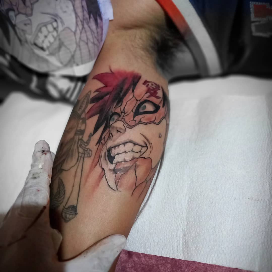 1ANIME TATTOO PAGE on Instagram gaara tattoo done by tattooistsnooop  To submit your work use the tag animemasterink And dont forget to share  our page too tattoo