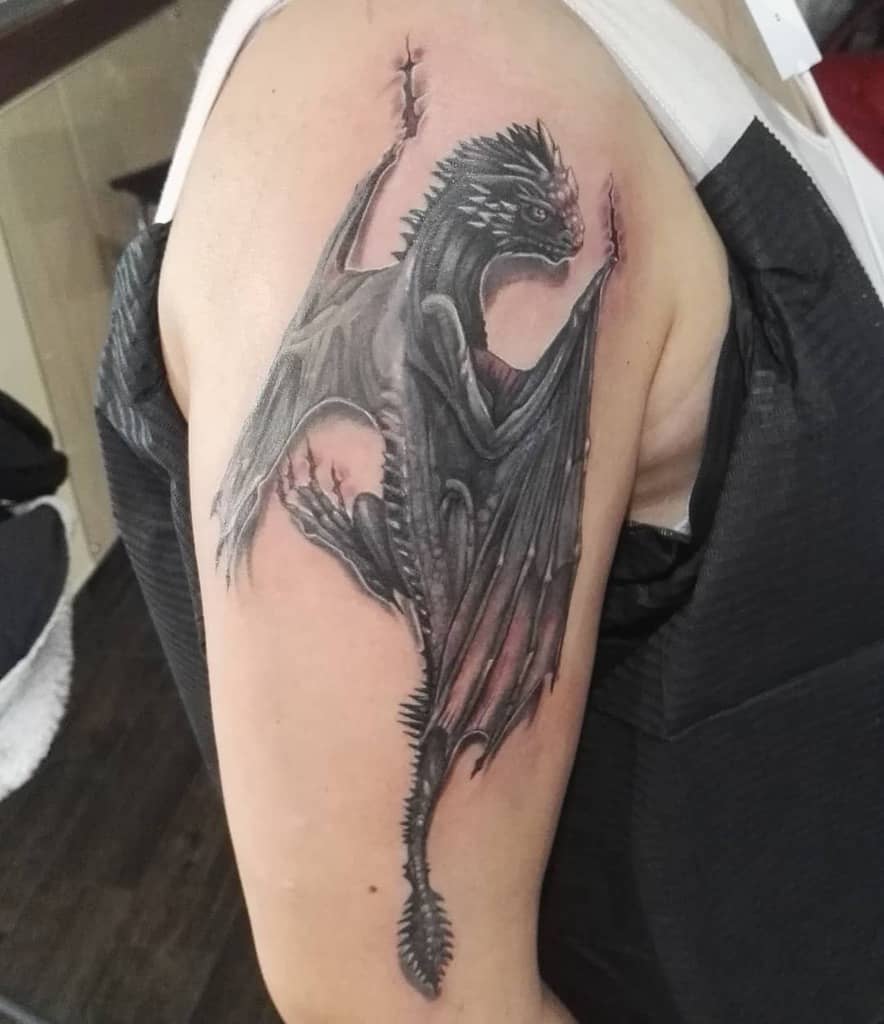 Game of Thrones Dragon Upperarm Tattoo dark_shine99