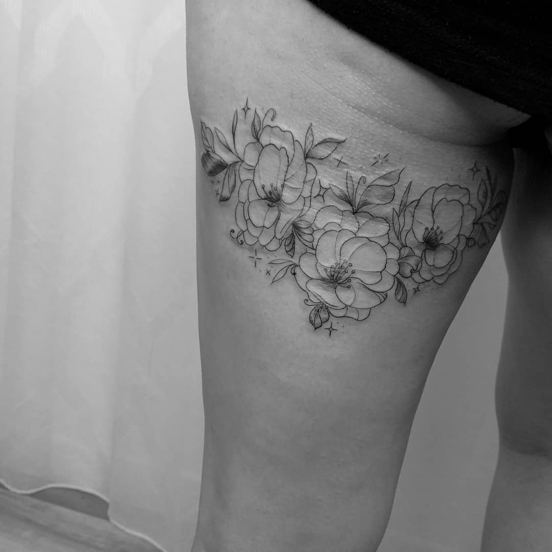 Flower Garter Tattoo -julie.tattooart