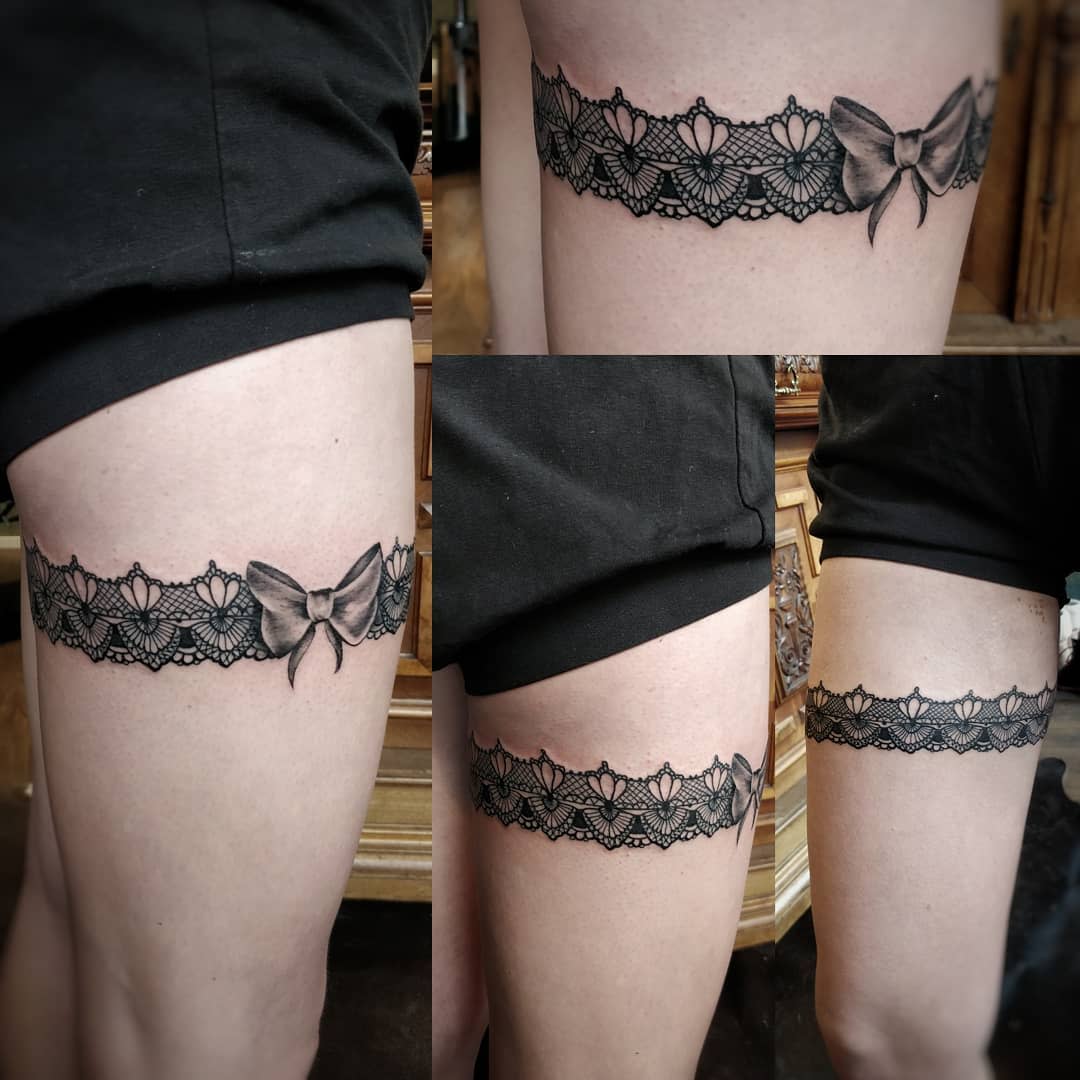 Sexy rose with lace garter tattoo design  World Tattoo Design