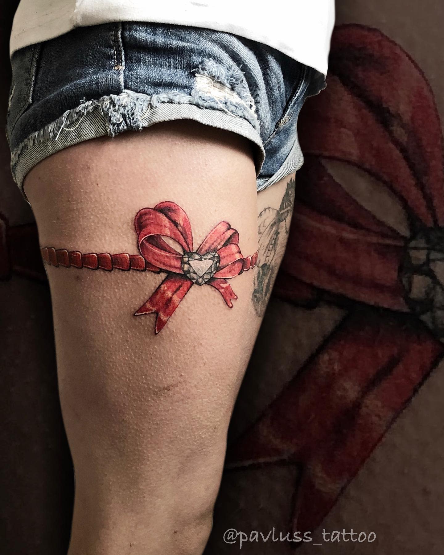 Hibiscus and lace garter tattoo design digital download  TattooDesignStock