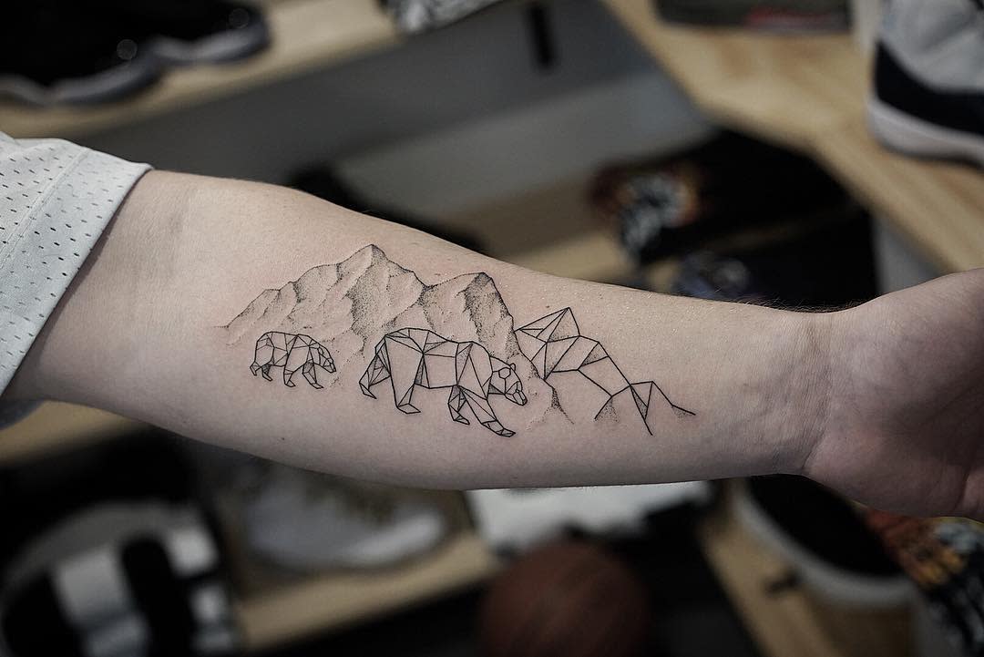 Geometric Black Bear Tattoo johnb.designs