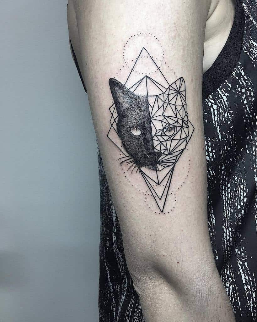 Geometric Black Cat Tattoo anke.cools