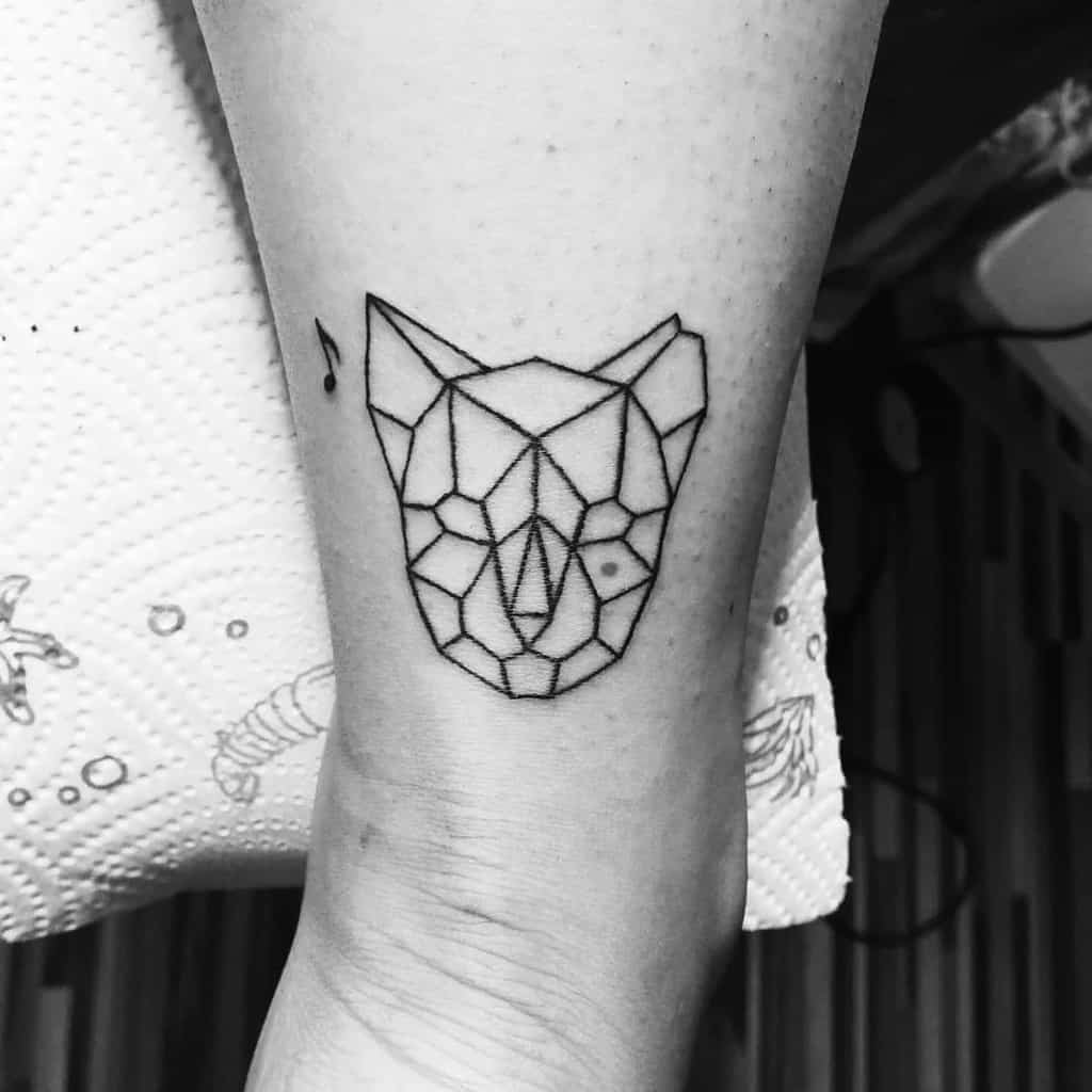 Geometric Cat Outline Tattoo lazerliz_tattoo