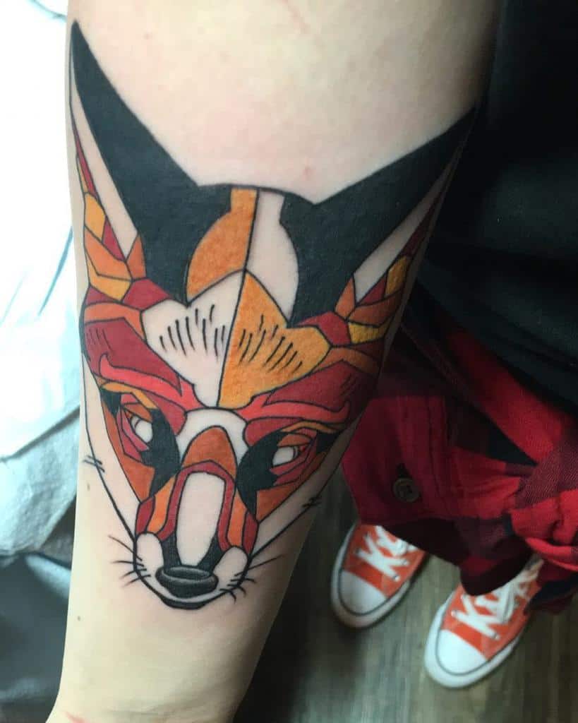 Geometric Fox Forearm Tattoo beccainthecity