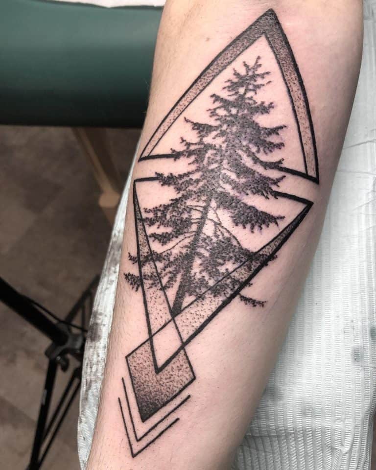 Tree Silhouette Tattoo Ideas Simple Yet Powerful   Geometric Tree Silhouette Tattoo Cheyannemarietattoos 768x960 