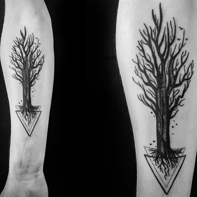 Geometric Tree Silhouette Tattoo twisted.project