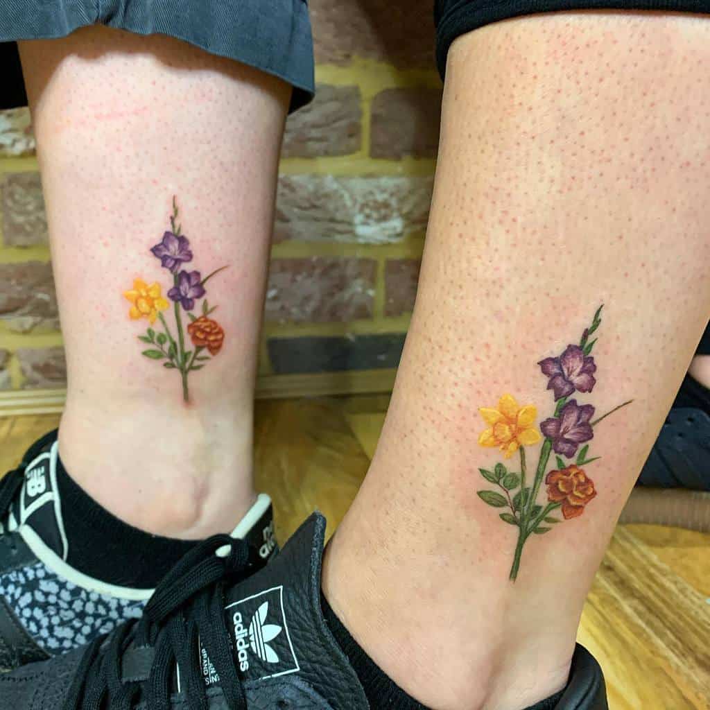 Gladiolus Flower Ankle Tattoo becca_tattoo