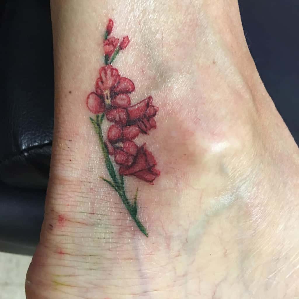 Gladiolus Flower Ankle Tattoo rebeccaanne301