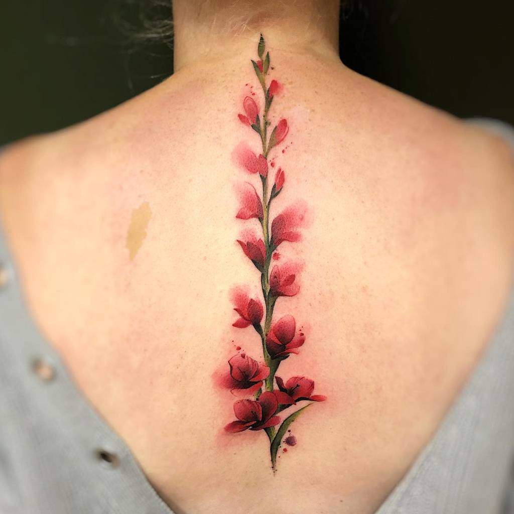 Gladiolus Flower Back Tattoo clodin_93