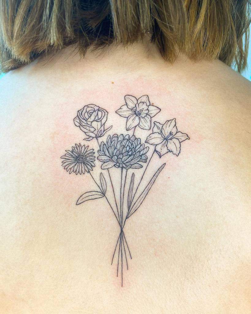 Gladiolus Flower Back Tattoo minjiyang_tattooer