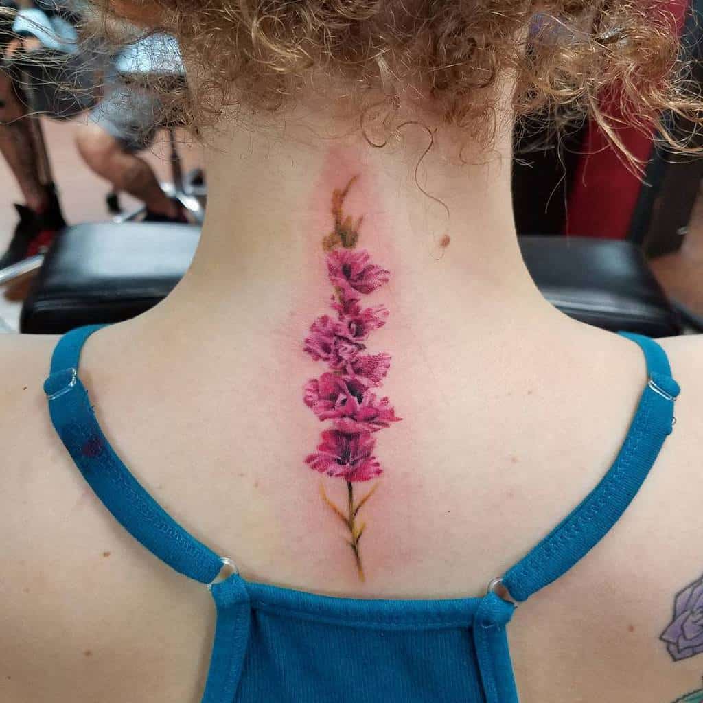 Gladiolus Flower Back Tattoo silonaught