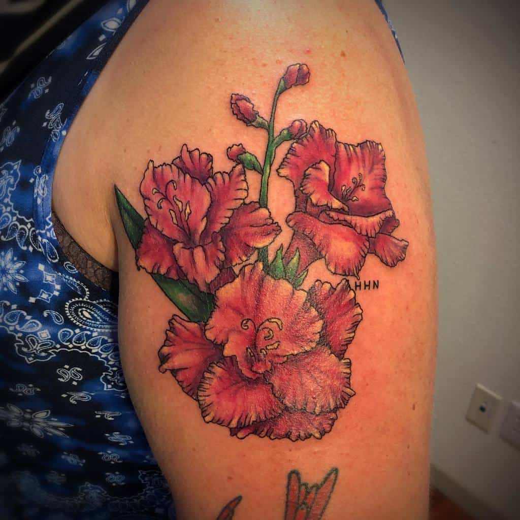 Gladiolus Flower Shoulder Tattoo starby5
