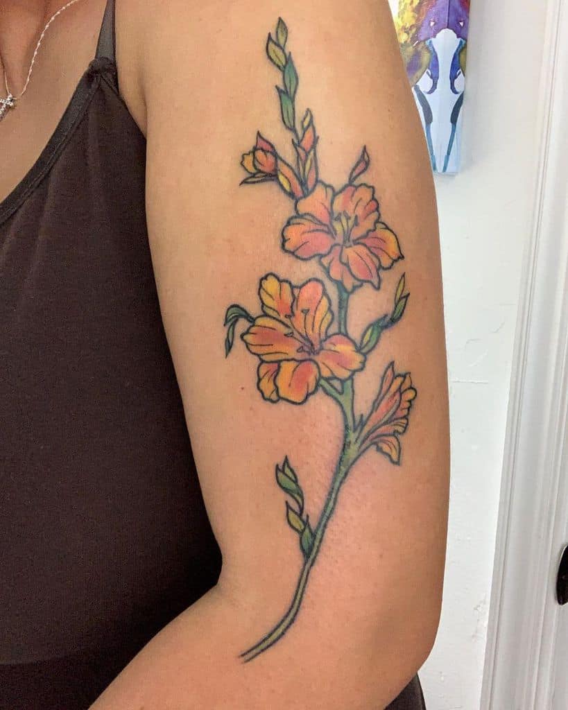 Gladiolus Flower Upperarm Tattoo 82_stylist