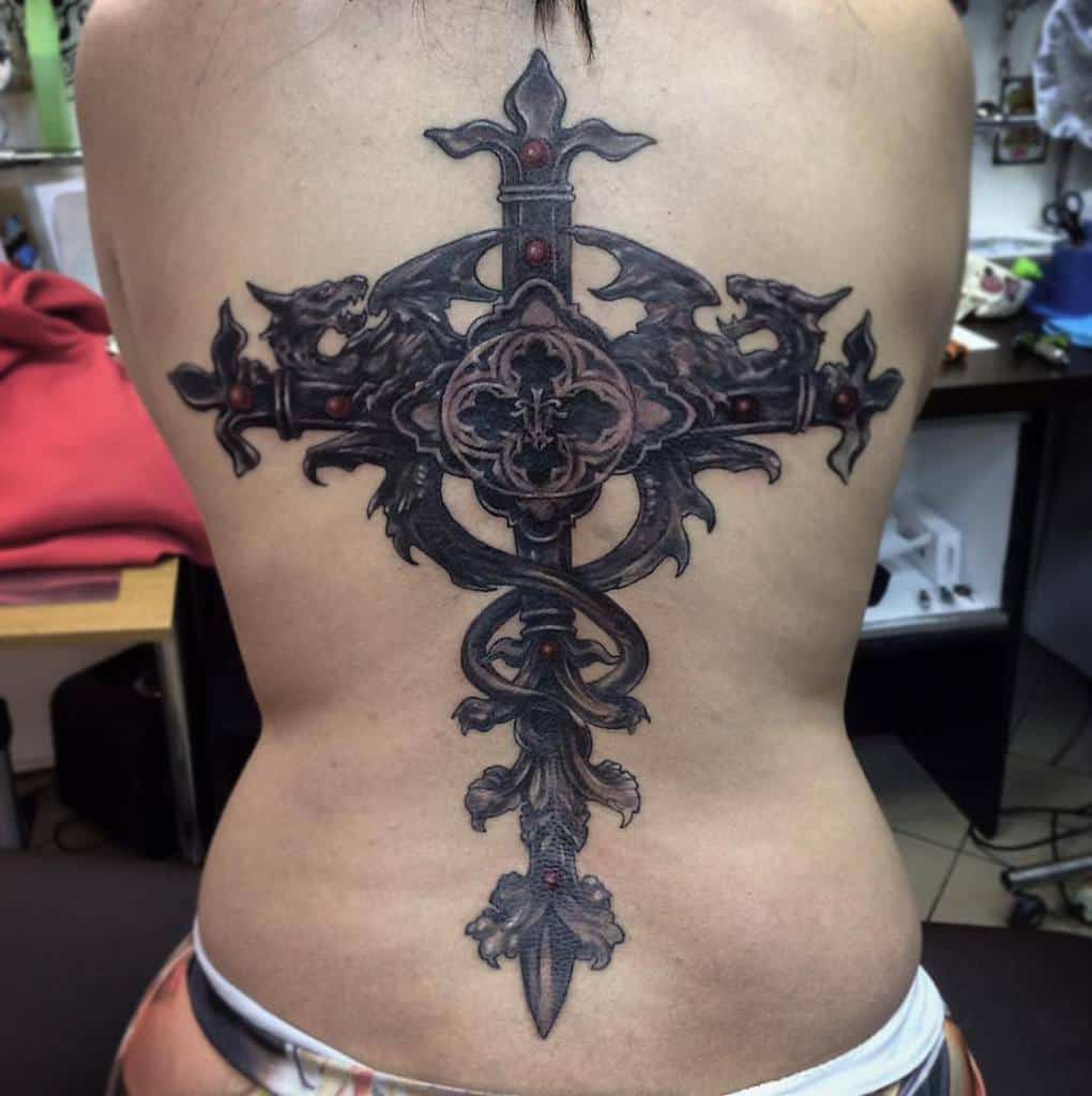 Gothic Tribal Cross Tattoo kononart
