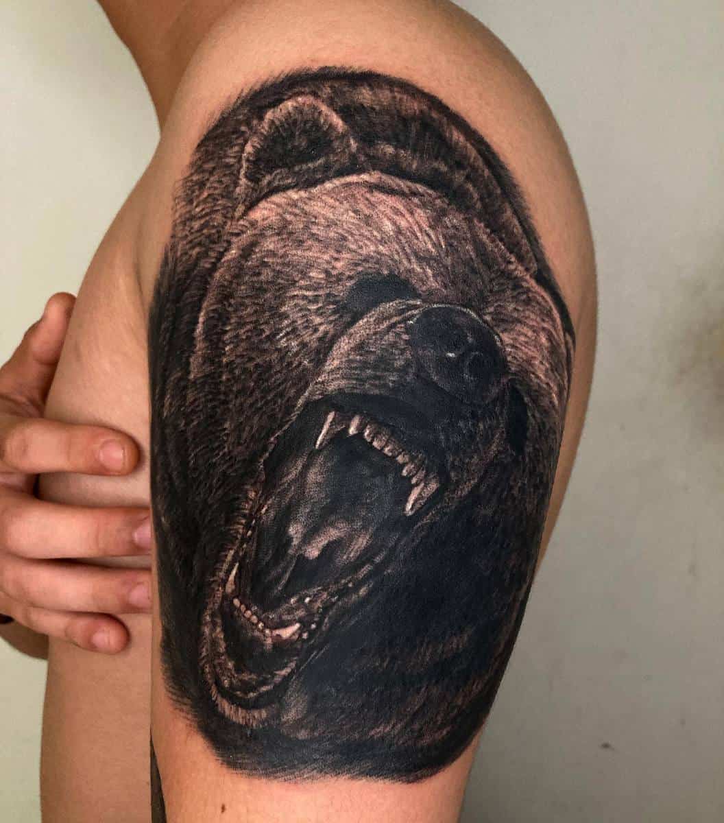 American Black Bear Sleeve Tattoo Body Art PNG 535x1024px Bear American Black  Bear Art Artwork Bear