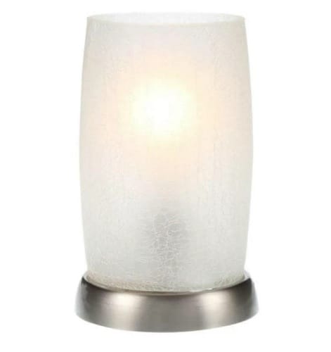 Hampton Bay Brushed Nickel Accent Lamp with Frosted Crackled Glass Shade