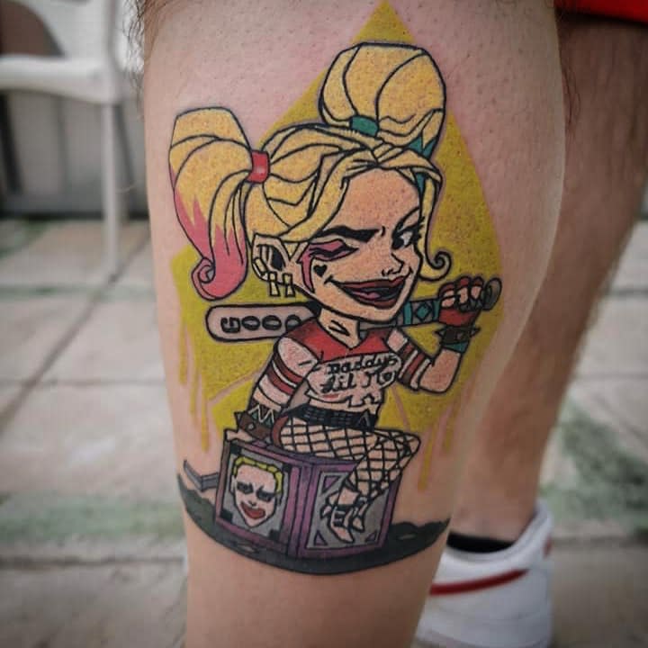 Ideas de tatuajes de Harley Quinn de dibujos animados -ashleyhallatt