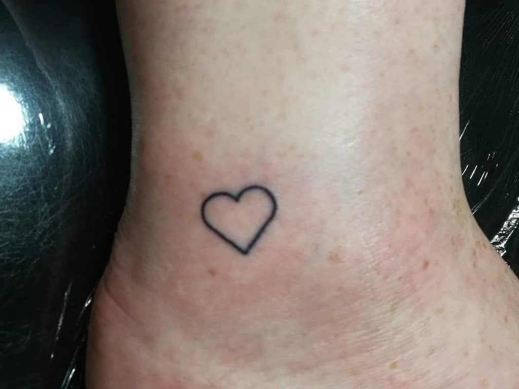 Heart Outline Ankle Tattoo arleybeartattooer