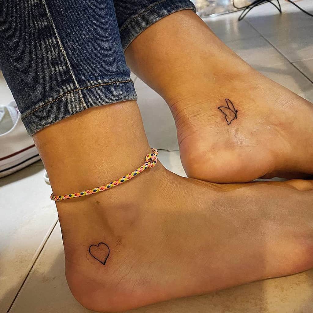 Heart Outline Ankle Tattoo missl.y.n